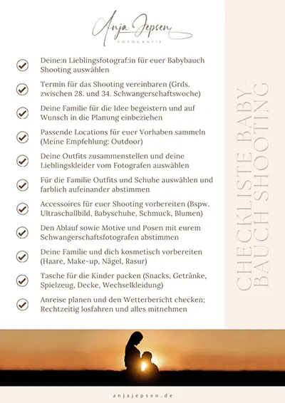 Checkliste Babybauch Shooting AJF Checkliste Babybauch Shooting AJF